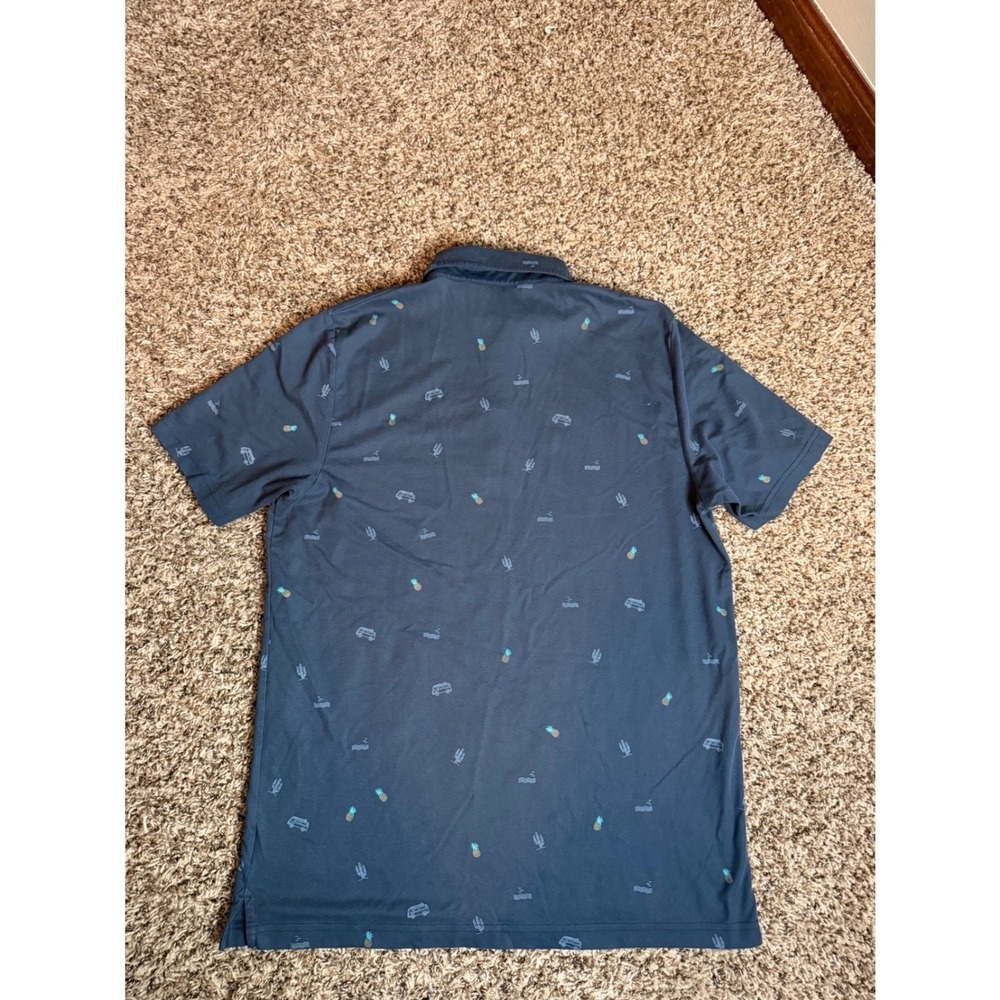 TravisMathew Mens XL Polo Shirt Blue Pineapple Cactus Camper Van Golf Shirt - Picture 5 of 5